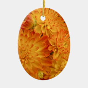 Ornamento De Cerâmica Crolisântemos de Laranja Fogo