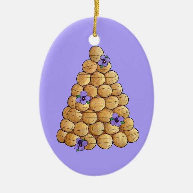 Ornamento De Cerâmica Croquembouche Choux Bun Cream Puff Bolo Casado (Frente)