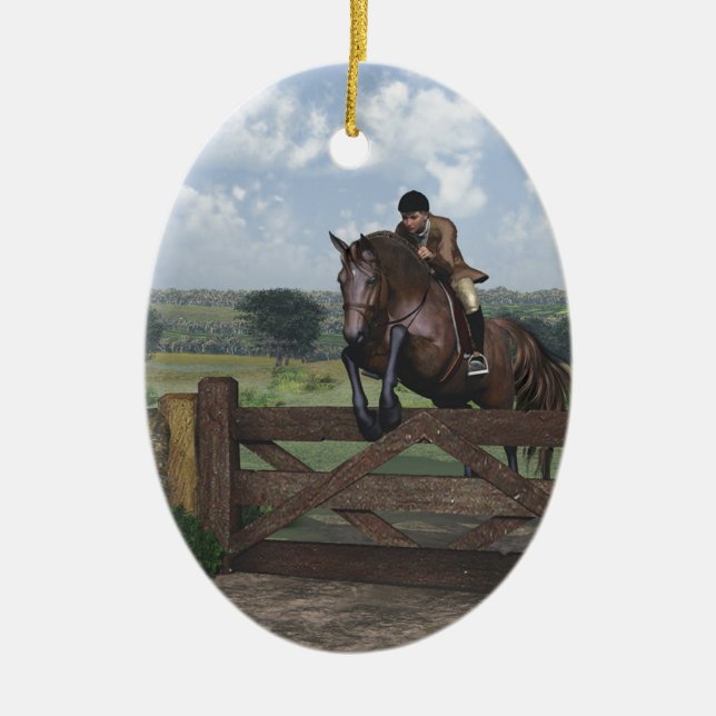 Ornamento De Cerâmica Cross Country - Jumping Horse Ornament (Frente)
