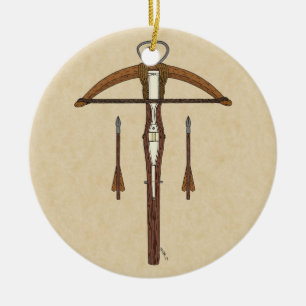 Ornamento De Cerâmica Crossbow Medieval com Bolos