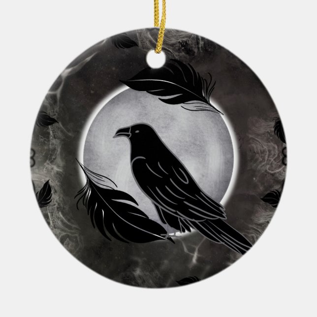 Ornamento De Cerâmica Crow Halloween (Frente)