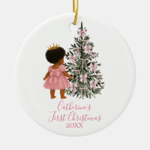 Ornamento De Cerâmica Crown Gold Princesa Menina Bebê Primeiro Natal