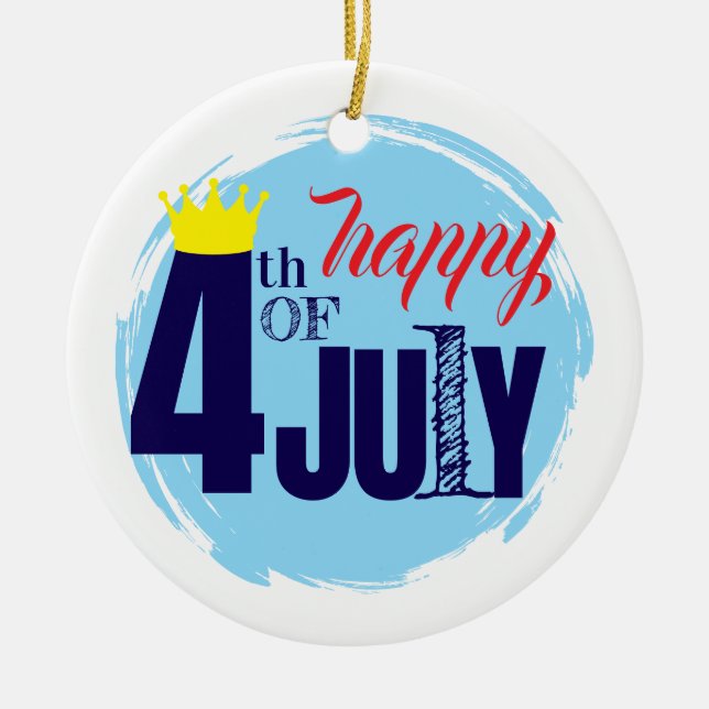 Ornamento De Cerâmica Crowned 4th Of July (Frente)
