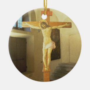 Ornamento De Cerâmica Crucifixo (tempera na madeira)