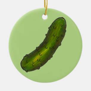 Ornamento De Cerâmica Crunchy Green Kosher Dill Deli Pickle Foodie