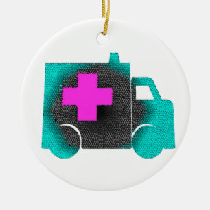 Ornamento De Cerâmica cruz azul ambulância enfermeira emt médico medicin
