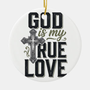 Ornamento De Cerâmica Cruz Cristã Deus É Meu Verdadeiro Amor Vetor