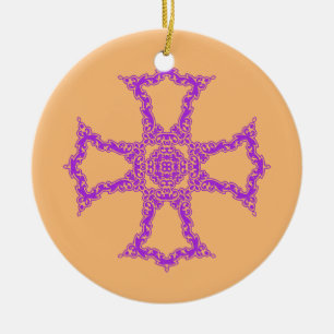 Ornamento De Cerâmica Cruz Cristã Rosa Arte Moderna e Estética