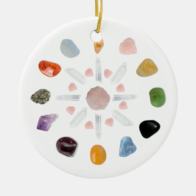 Ornamento De Cerâmica *~* Crystal Energy Gemstone Chakra (Frente)