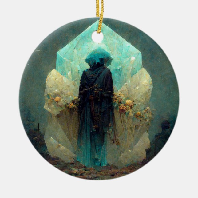 Ornamento De Cerâmica Crystal Guardian Alienígena Sci-Fi Fantasy (Frente)