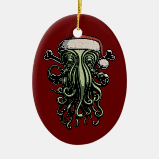 Ornamento De Cerâmica Cthulhu Claus (Frente)