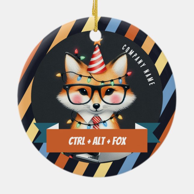 Ornamento De Cerâmica Ctrl + Alt + Fox - Natal do Office (Traseira)
