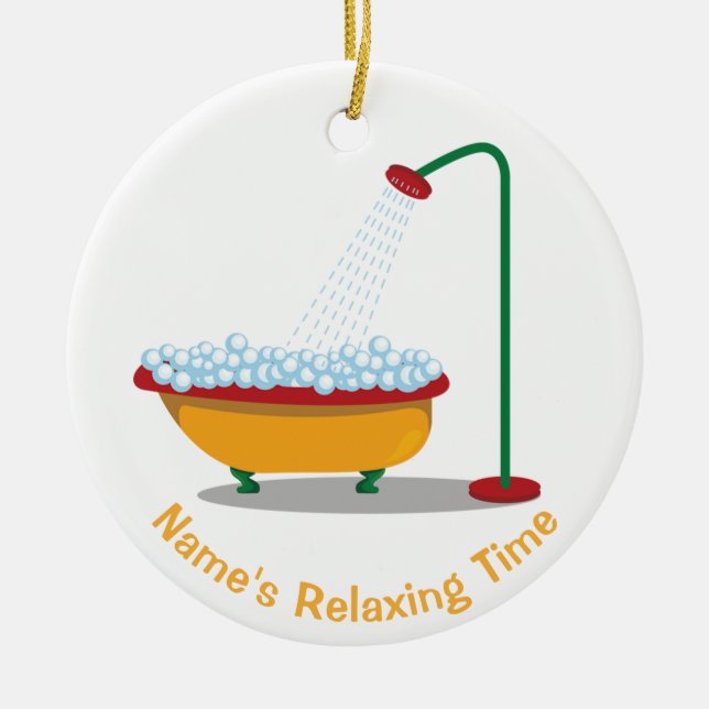 Ornamento De Cerâmica Cuba & bolhas de Clawfoot vermelhas & Dourados (Frente)