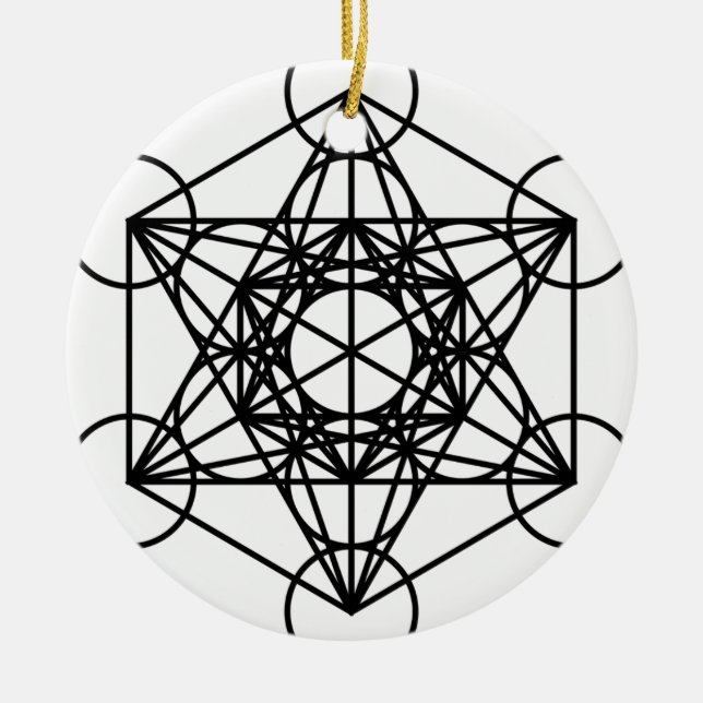 Ornamento De Cerâmica Cubo de Metatrons (Frente)