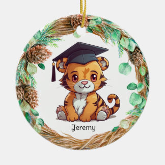 Ornamento De Cerâmica Cubo de Tigre Personalizado para Graduação do Jard