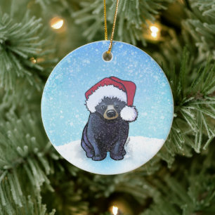 Ornamento De Cerâmica Cubo de Urso Negro Natal