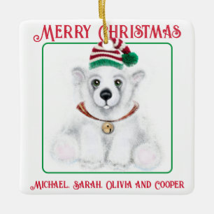 Ornamento De Cerâmica Cubo de urso polar, Papai noel