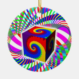 Ornamento De Cerâmica Cubo Espiral Arco-Íris