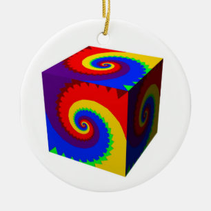 Ornamento De Cerâmica Cubo Espiral Arco-Íris