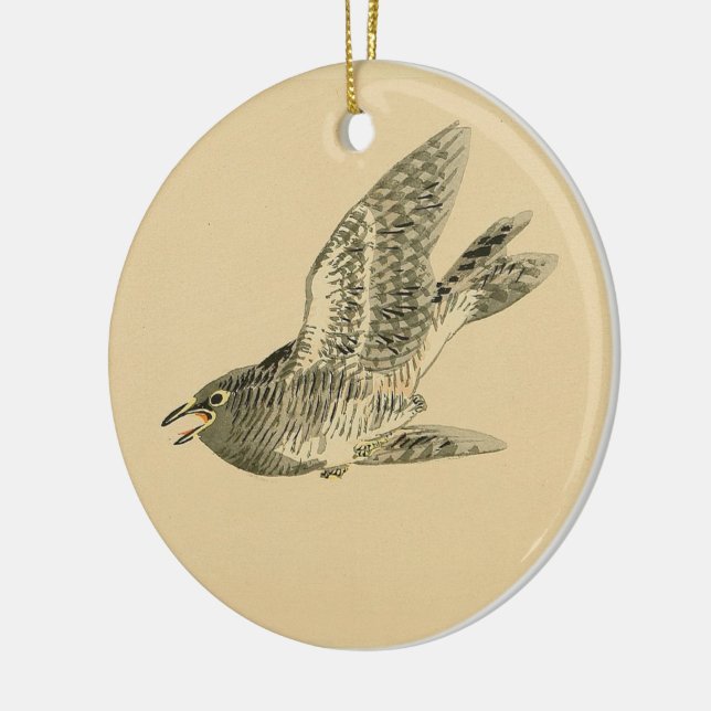 Ornamento De Cerâmica Cuckoo (Arte Japonesa) (por Kono Bairei) (Esquerda)