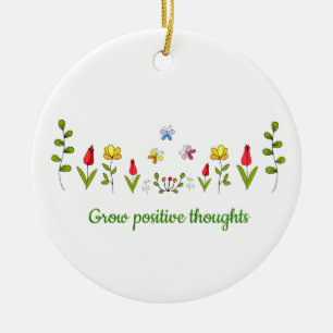 Ornamento De Cerâmica Cultivar flores de pensamentos positivos