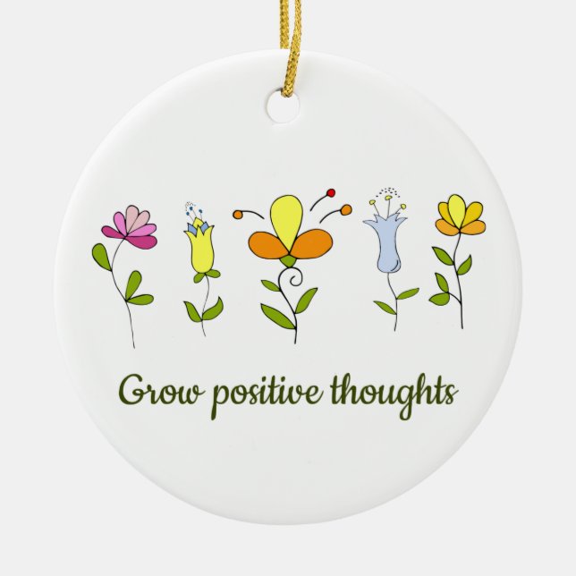 Ornamento De Cerâmica Cultivar flores de pensamentos positivos (Frente)