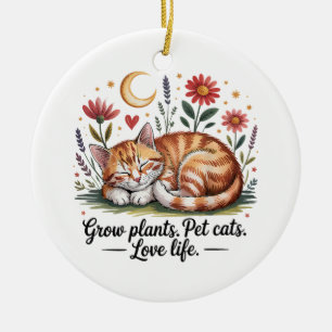 Ornamento De Cerâmica Cultive Plantas que os Gatos Amam Vida Fofa Jardim