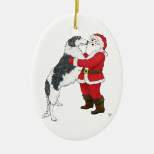Ornamento De Cerâmica Cumprimento do Natal do Borzoi
