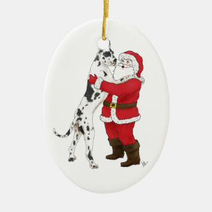 Ornamento De Cerâmica Cumprimento Jowly do Natal de great dane