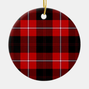 Ornamento De Cerâmica Cunningham Tartan Red Xadrez Negra