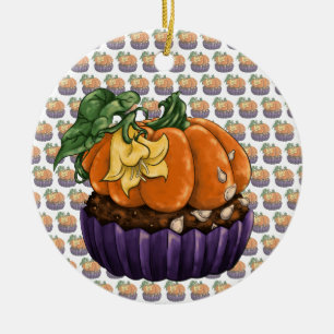 Ornamento De Cerâmica Cupcake de abóbora