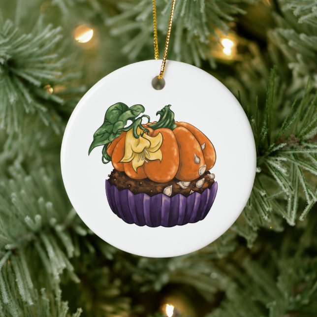Ornamento De Cerâmica Cupcake de abóbora (Árvore)