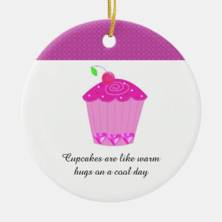 Ornamento De Cerâmica Cupcake de Cereja com Frase