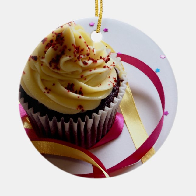 Ornamento De Cerâmica cupcake personalizado (Frente)