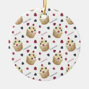 Ornamento De Cerâmica Cupcakes de aquarela