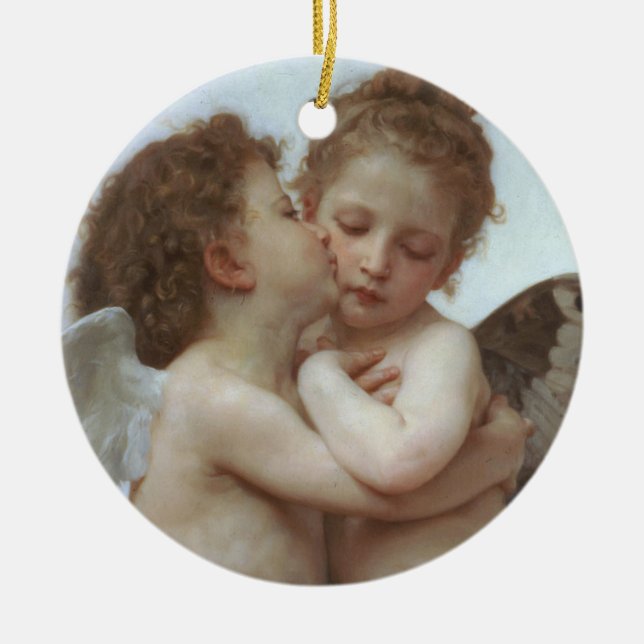 Ornamento De Cerâmica Cupid and Psyche as children - William Bouguereau (Frente)
