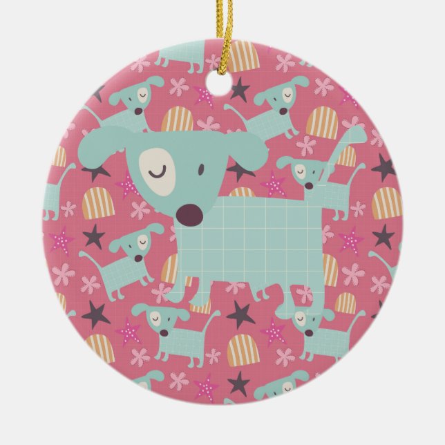 Ornamento De Cerâmica Cuppies, estrelas e flores (Frente)