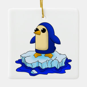Ornamento De Cerâmica Curioso Pinguim Curioso
