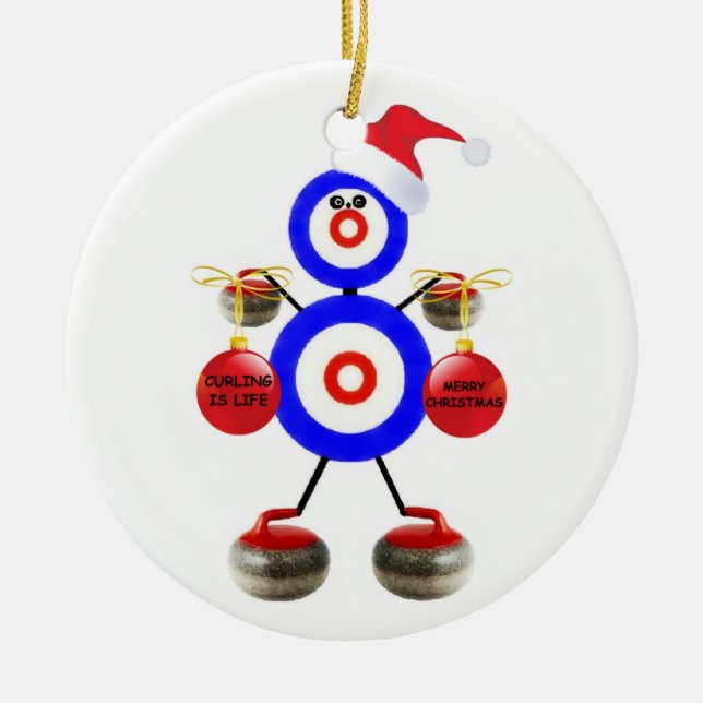 Ornamento De Cerâmica Curling Christmas (Frente)