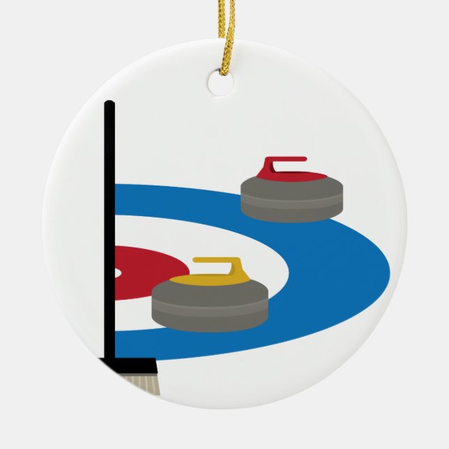 Ornamento De Cerâmica Curling Sport (Frente)