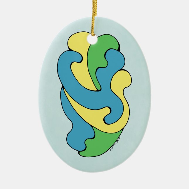 Ornamento De Cerâmica Curvas de Embrasão (Amarelo, Azul, Verde) (Frente)