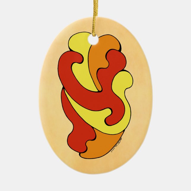 Ornamento De Cerâmica Curvas de Embrasão (Amarelo, Vermelho, Laranja) (Frente)