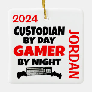 Ornamento De Cerâmica Custodiano adora Reproduzir Videos games