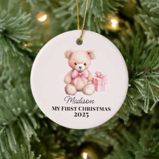 Ornamento De Cerâmica Custom Baby’s First Christmas Ornament