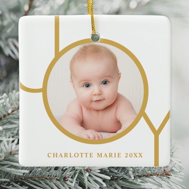 Ornamento De Cerâmica Custom Baby's Photo Christmas Holidays  (Criador carregado)