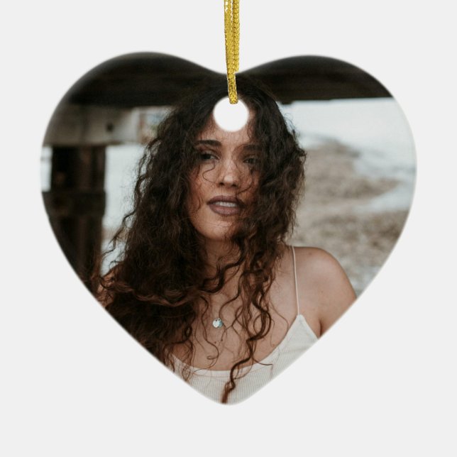 Ornamento De Cerâmica Custom Birthday Ornament with Photo & Message (Frente)