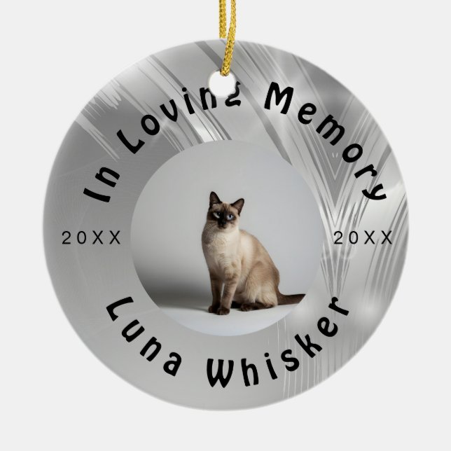 Ornamento De Cerâmica Custom Cat Photo Circle Frame Design (Frente)