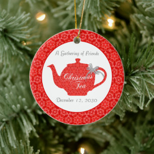 Ornamento De Cerâmica Custom Christmas Tea Party Keepsake
