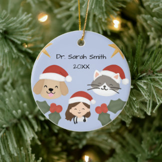 Ornamento De Cerâmica Custom Christmas Vet Friends