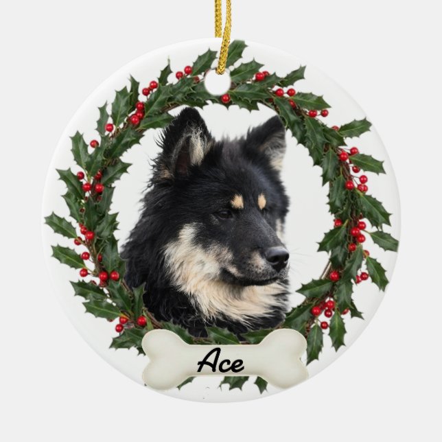 Ornamento De Cerâmica Custom Dog Cat Pet Photo Christmas Ornament (Frente)